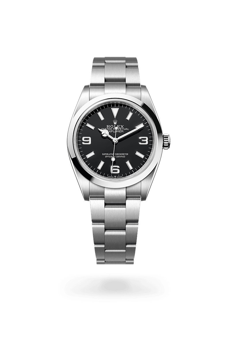 rolex EXPLORER front view in Oystersteel, M124270-0001 - Myungbosa