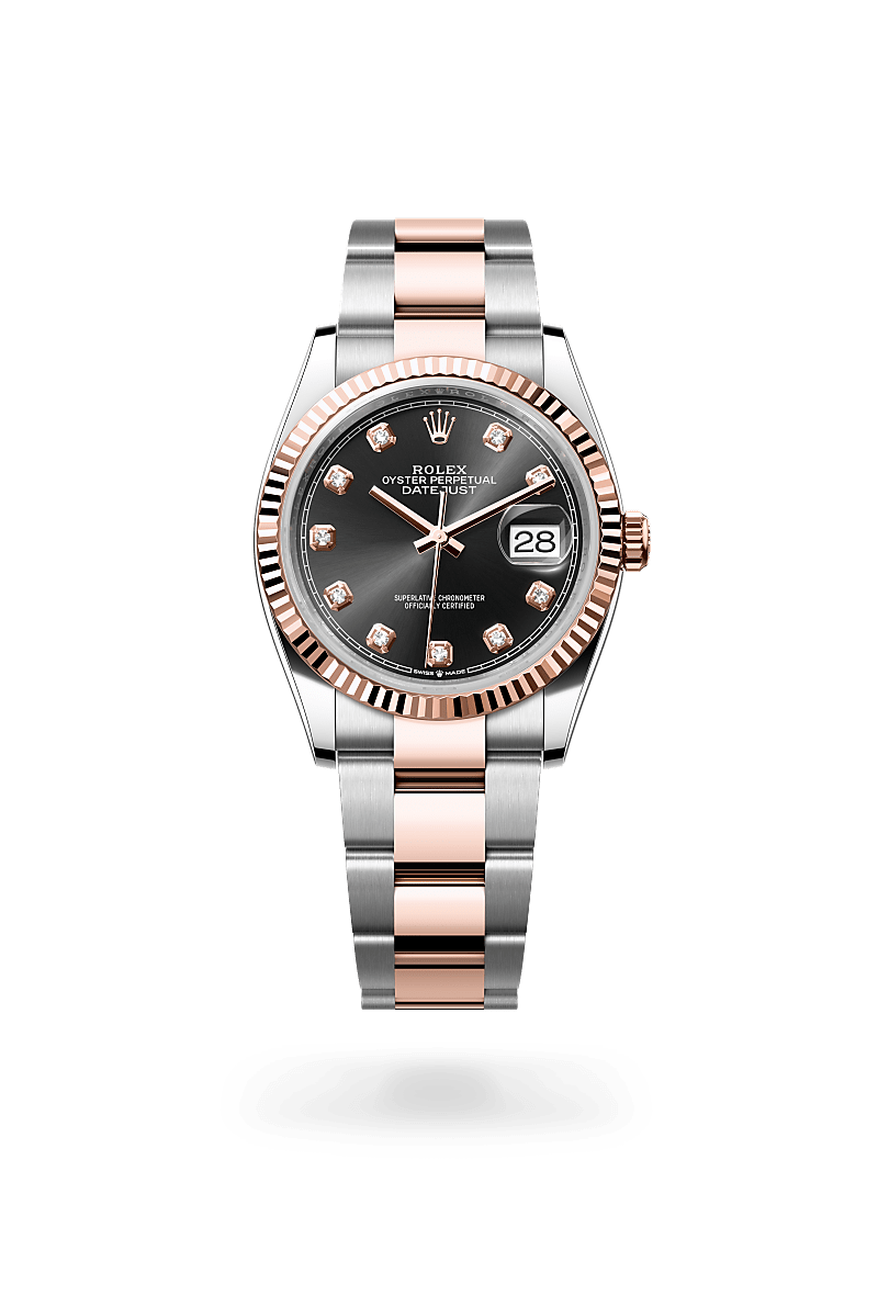 에버로즈 롤레조 - 오이스터스틸과 에버로즈 골드의 조합 소재의 롤렉스 DATEJUST 정면, M126231-0020 - 명보사