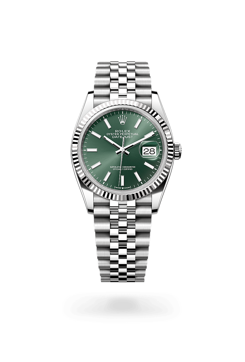 화이트 롤레조 – 오이스터스틸과 화이트 골드의 조합 소재의 롤렉스 DATEJUST 정면, M126234-0051 - 명보사