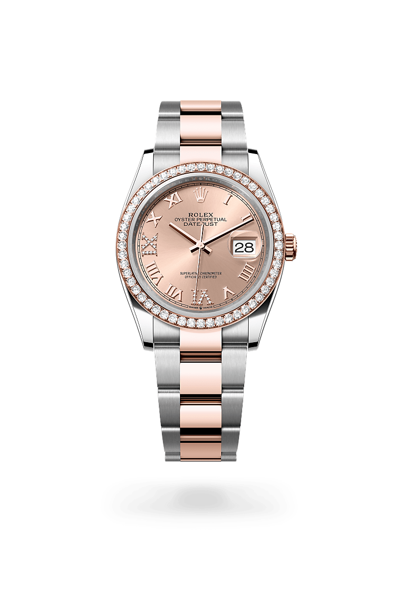 rolex DATEJUST front view in Everose Rolesor - combination of Oystersteel and Everose gold, M126281RBR-0016 - Myungbosa