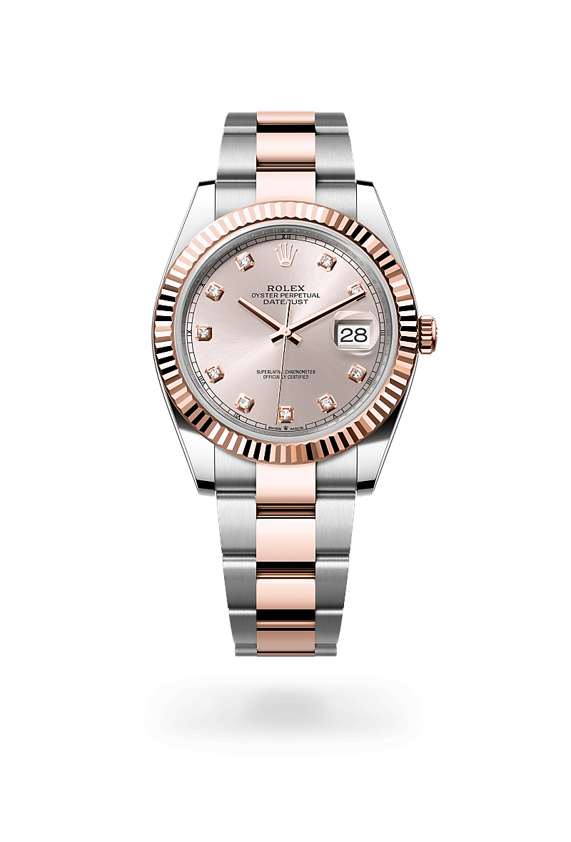 에버로즈 롤레조 - 오이스터스틸과 에버로즈 골드의 조합 소재의 롤렉스 DATEJUST 정면, M126331-0007 - 명보사