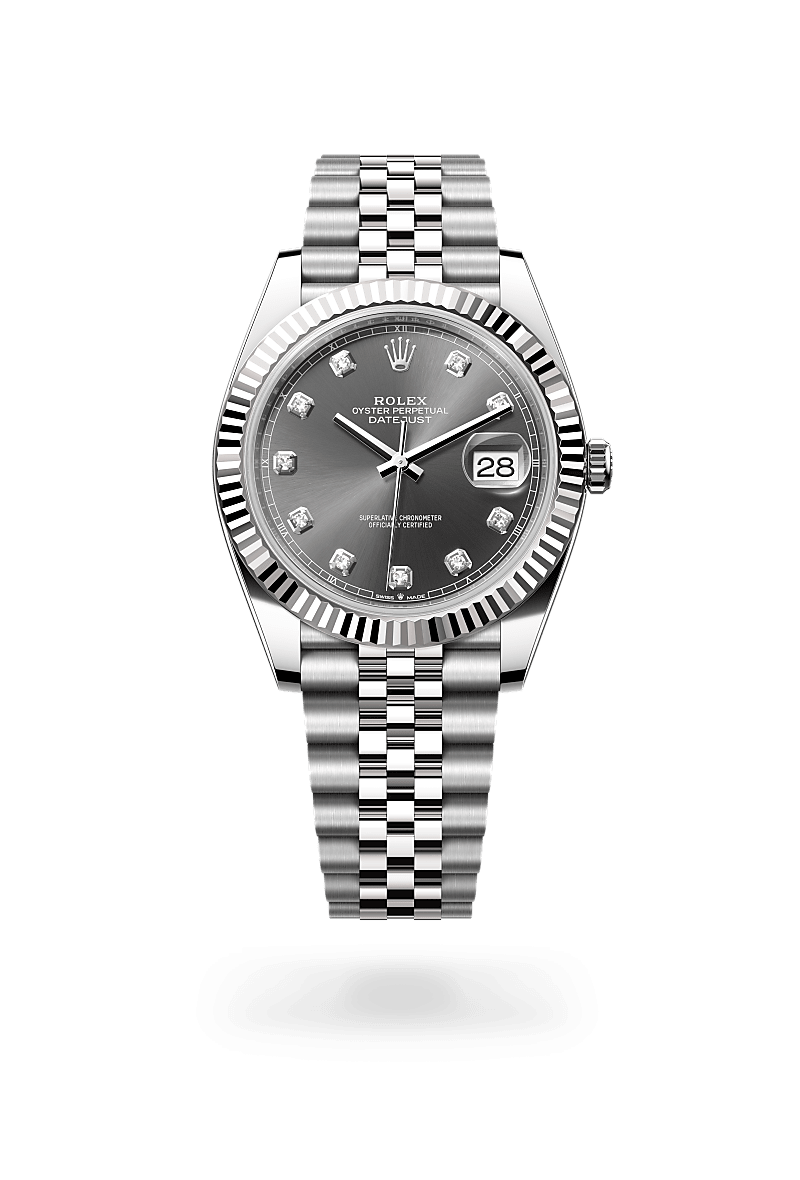 rolex DATEJUST front view in White Rolesor - combination of Oystersteel and white gold, M126334-0006 - Myungbosa