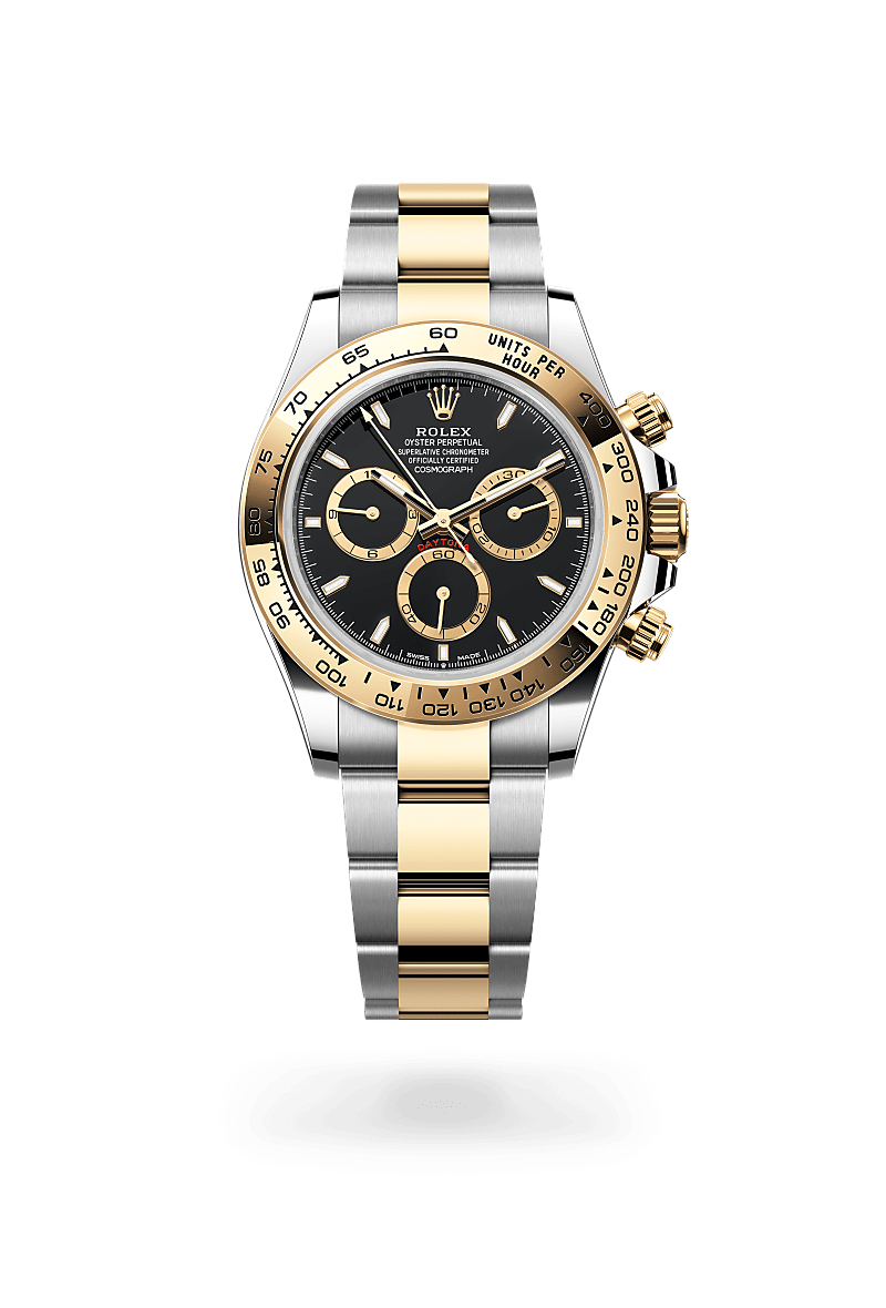 옐로우 롤레조 – 오이스터스틸과 옐로우 골드의 조합 소재의 롤렉스 COSMOGRAPH DAYTONA 정면, M126503-0003 - 명보사