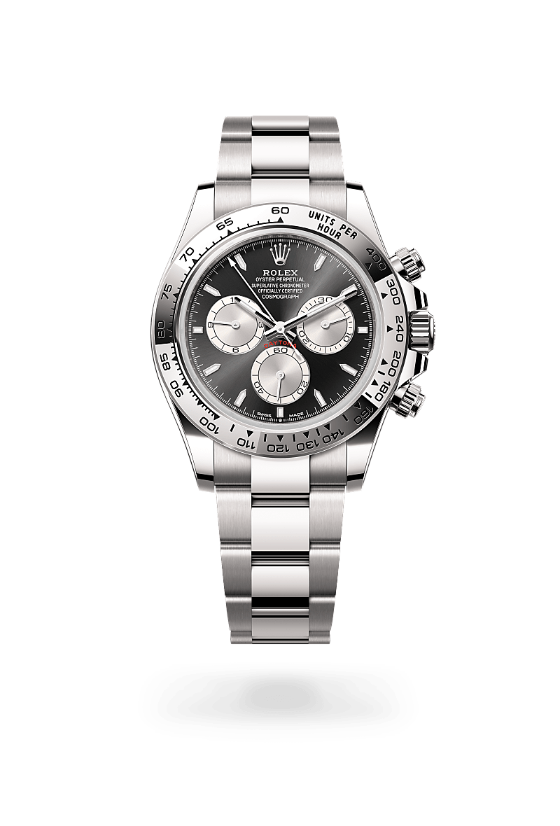 rolex COSMOGRAPH DAYTONA front view in 18 ct white gold, M126509-0001 - Myungbosa