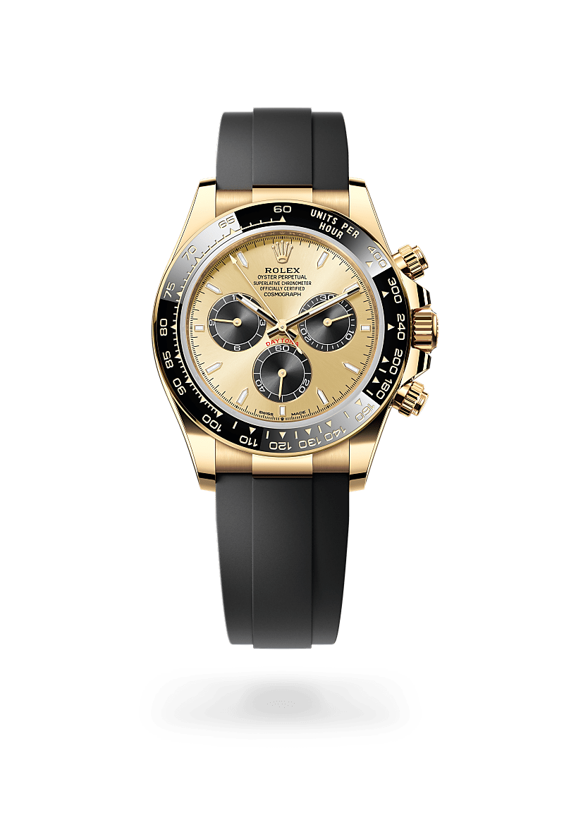 18캐럿 옐로우 골드 소재의 롤렉스 COSMOGRAPH DAYTONA 정면, M126518LN-0012 - 명보사