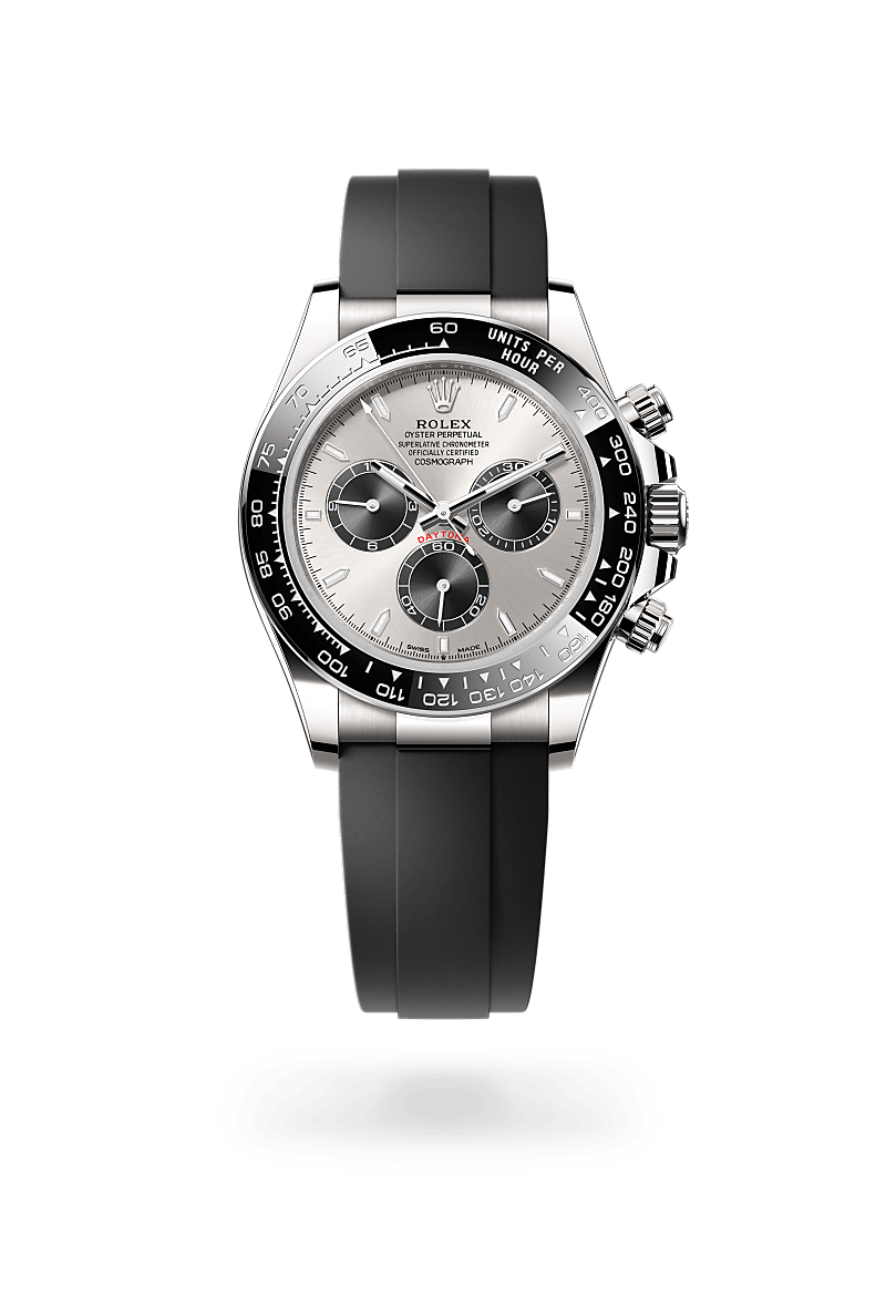 rolex COSMOGRAPH DAYTONA front view in 18 ct white gold, M126519LN-0006 - Myungbosa