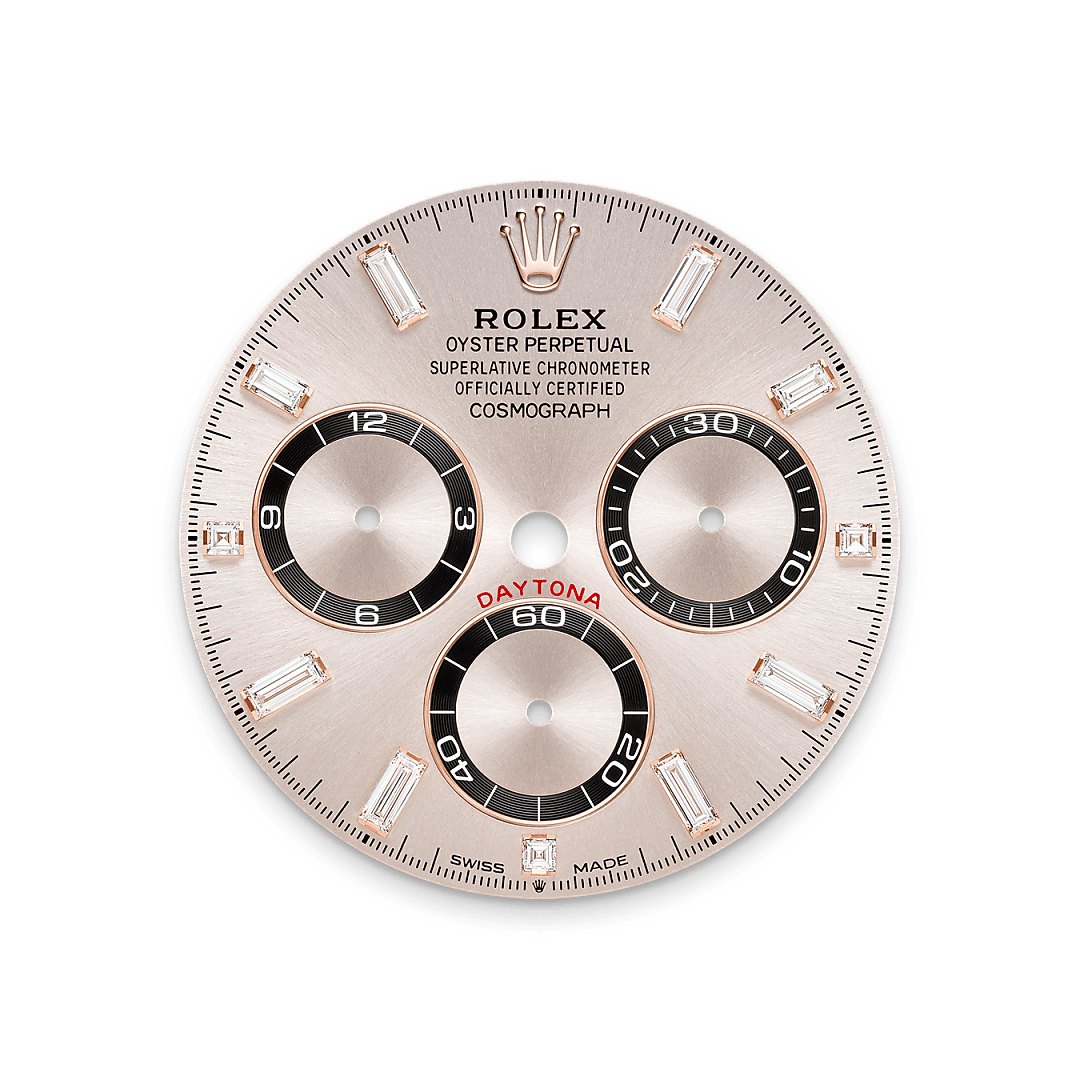 18캐럿 에버로즈 골드, 다이아몬드가 세팅된 러그 소재의 롤렉스 Cosmograph Daytona 다이얼, M126535TBR-0002 - 명보사