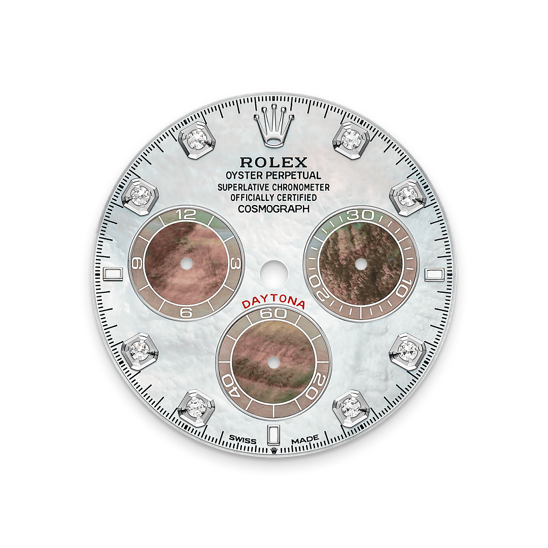 18캐럿 화이트 골드 소재의 롤렉스 Cosmograph Daytona 다이얼, M126589RBR-0001 - 명보사