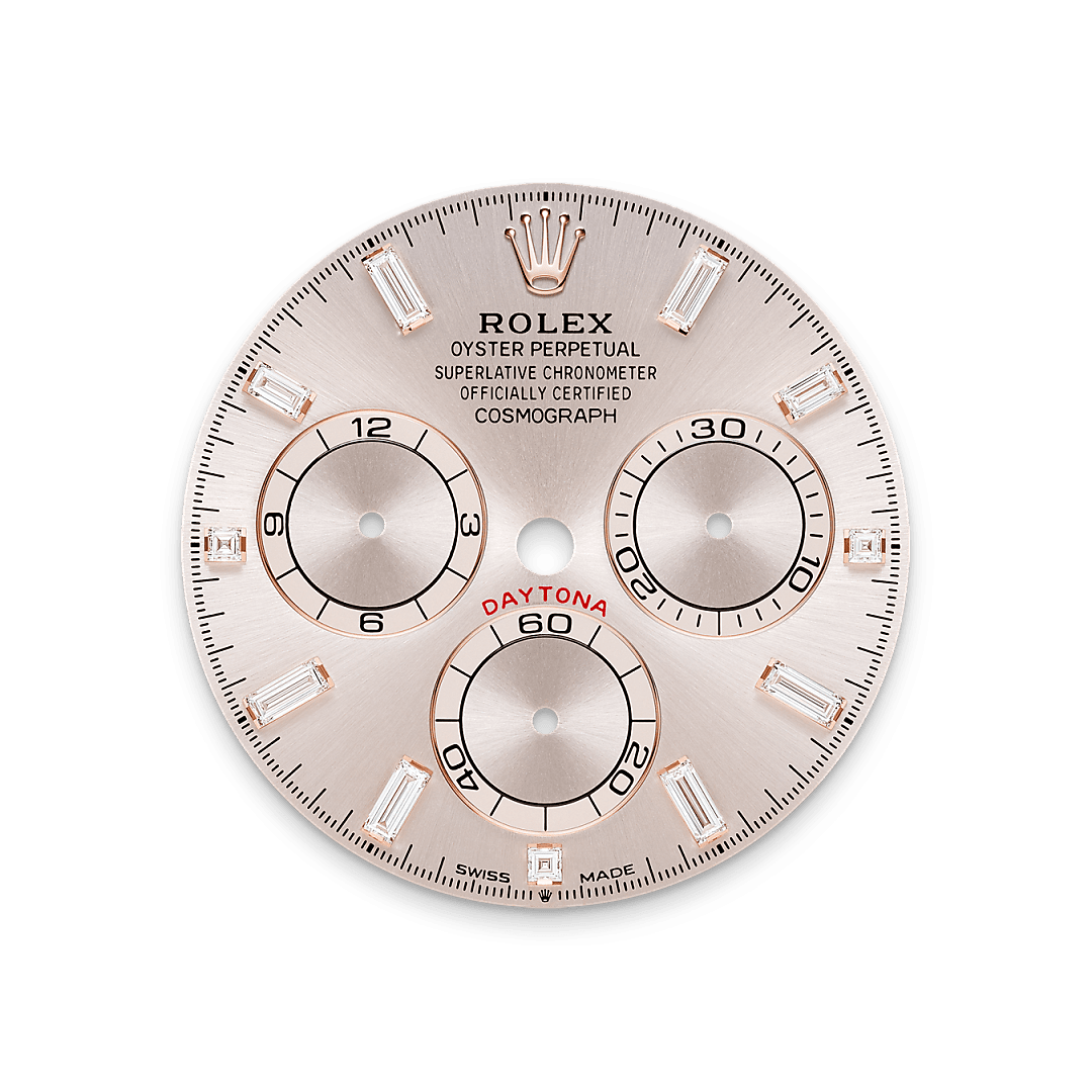 rolex Cosmograph Daytona dial  in 18 ct Everose gold with lugs set with diamonds, M126595TBR-0001 - Myungbosa