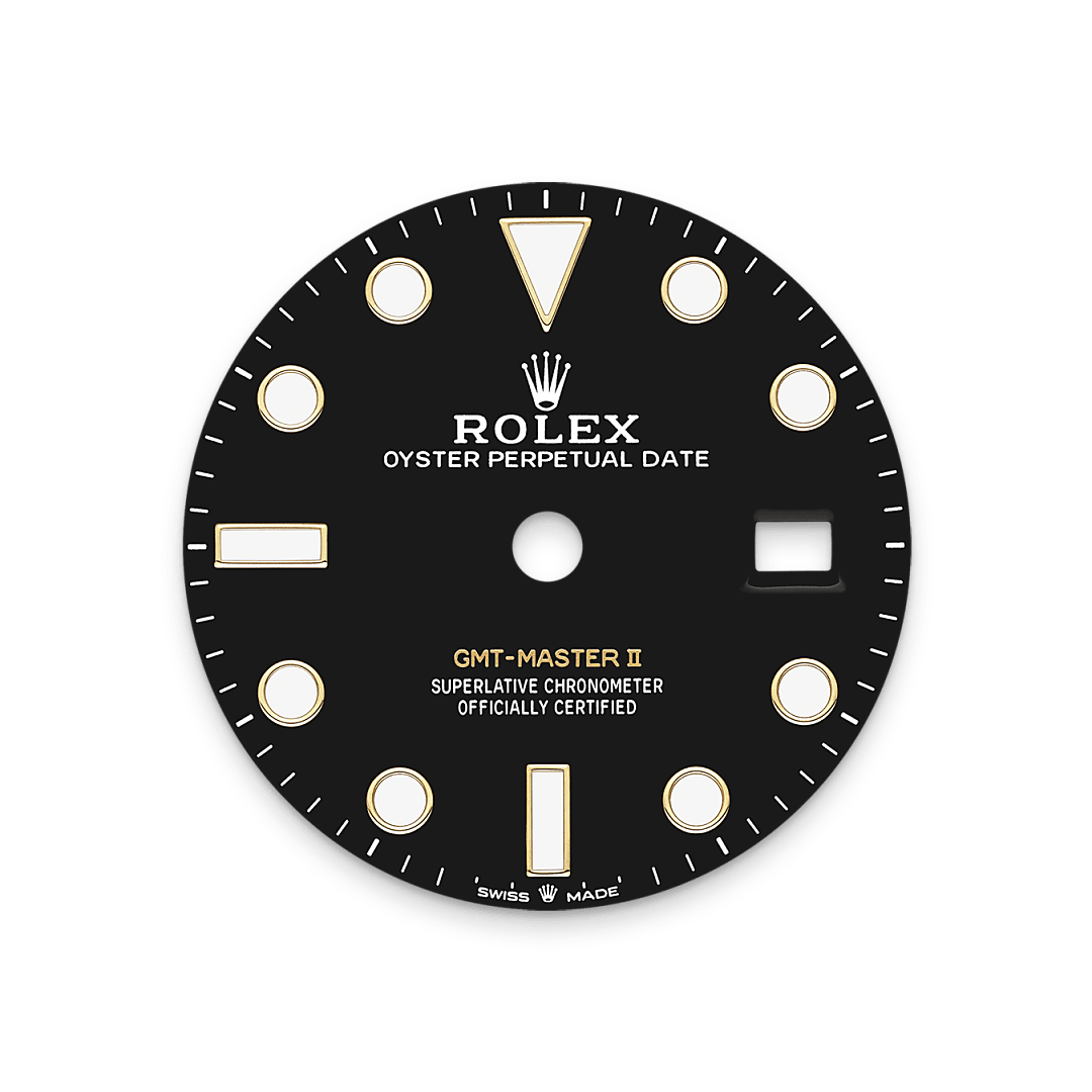 18캐럿 옐로우 골드 소재의 롤렉스 GMT-Master II 다이얼 , M126718GRNR-0001 - 명보사