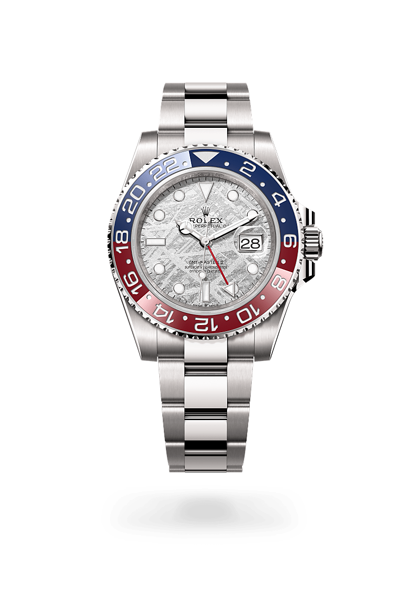 18캐럿 화이트 골드 소재의 롤렉스 GMT-MASTER II 정면, M126719BLRO-0002 - 명보사