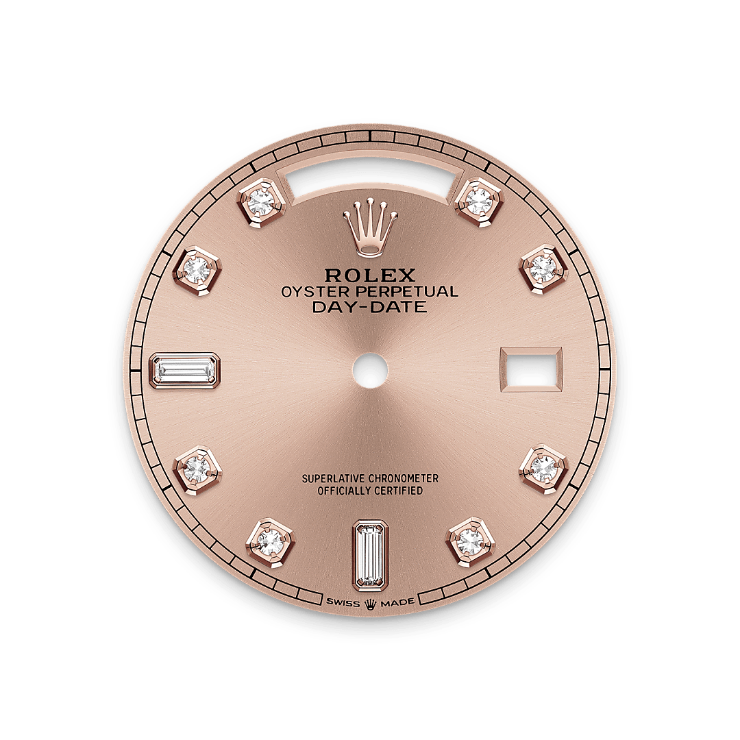 rolex Day-Date 36 dial in 18 ct Everose gold, M128235-0009 - Myungbosa