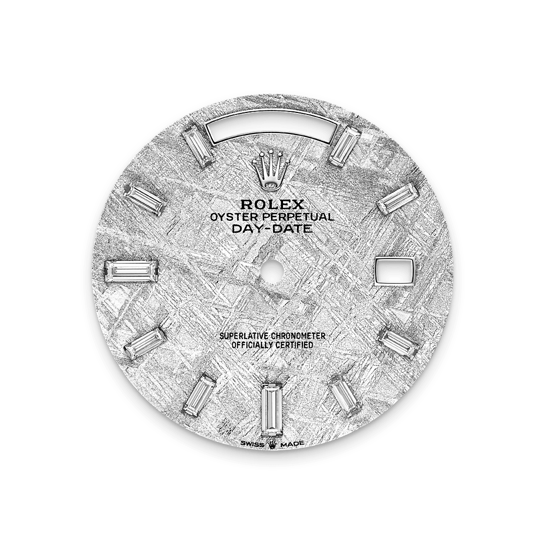 18캐럿 화이트 골드 소재의 롤렉스 Day-Date 40 다이얼, M228349RBR-0040 - 명보사