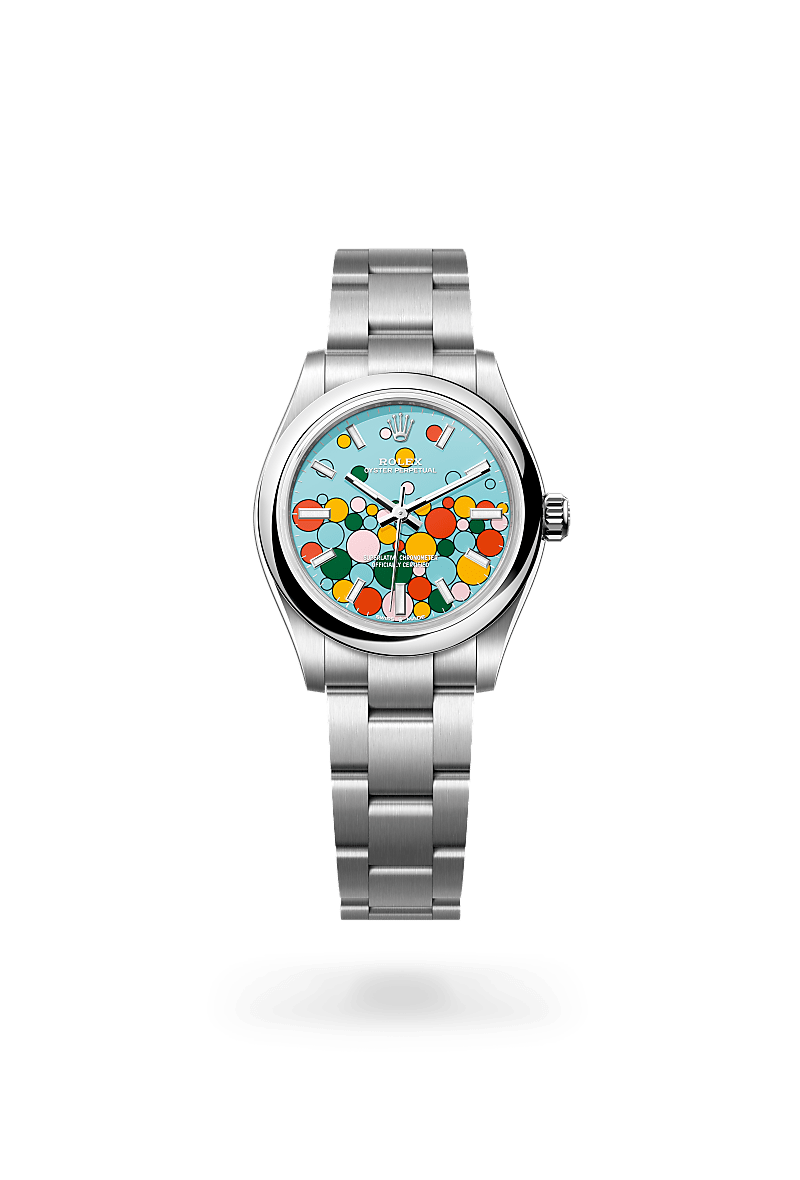 오이스터스틸 소재의 롤렉스 OYSTER PERPETUAL 정면, M277200-0010 - 명보사