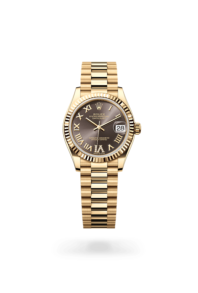 rolex DATEJUST front view in 18 ct yellow gold, M278278-0032 - Myungbosa