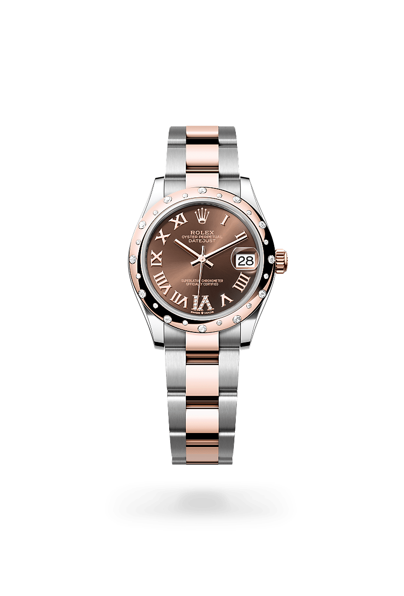 에버로즈 롤레조 - 오이스터스틸과 에버로즈 골드의 조합 소재의 롤렉스 DATEJUST 정면, M278341RBR-0003 - 명보사