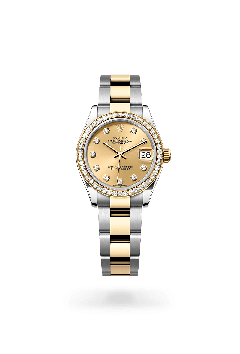 옐로우 롤레조 – 오이스터스틸과 옐로우 골드의 조합 소재의 롤렉스 DATEJUST 정면, M278383RBR-0025 - 명보사