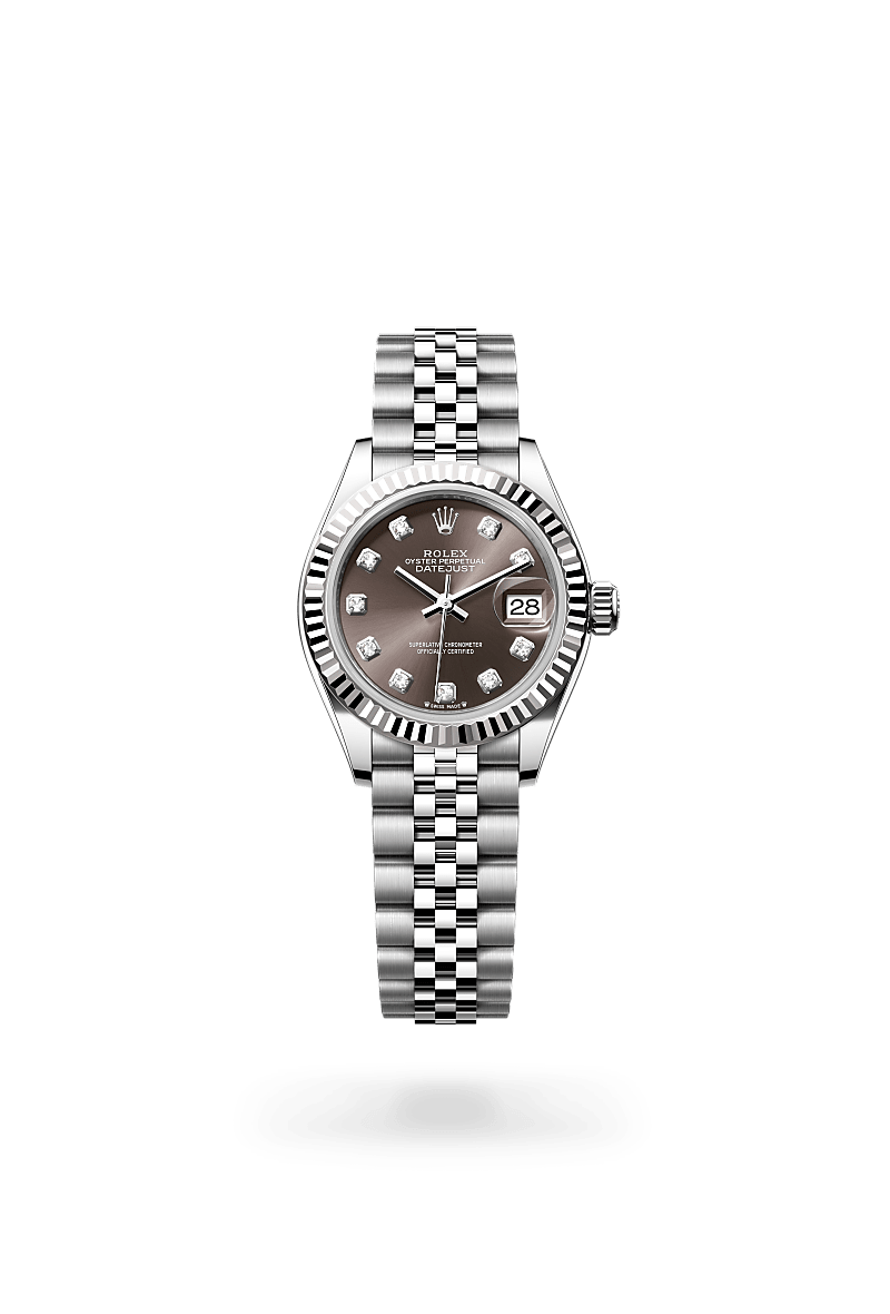 rolex LADY-DATEJUST front view in White Rolesor - combination of Oystersteel and white gold, M279174-0015 - Myungbosa