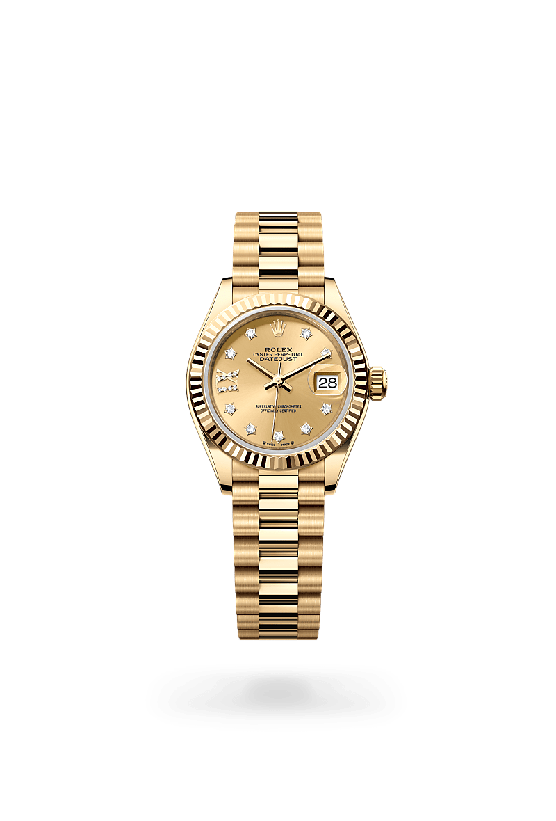 18캐럿 옐로우 골드 소재의 롤렉스 LADY-DATEJUST 정면, M279178-0013 - 명보사