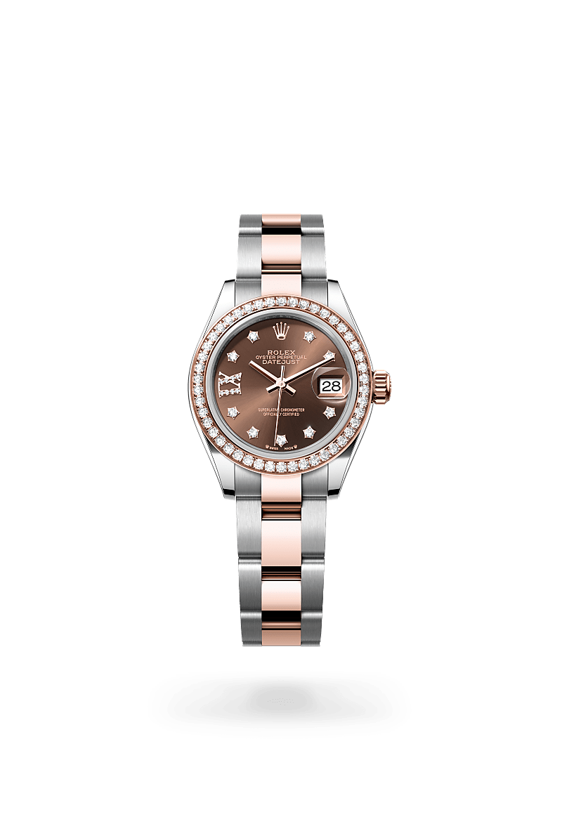 rolex LADY-DATEJUST front view in Everose Rolesor - combination of Oystersteel and Everose gold, M279381RBR-0004 - Myungbosa