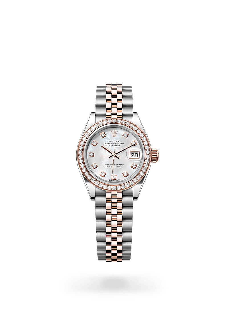 에버로즈 롤레조 - 오이스터스틸과 에버로즈 골드의 조합 소재의 롤렉스 LADY-DATEJUST 정면, M279381RBR-0013 - 명보사