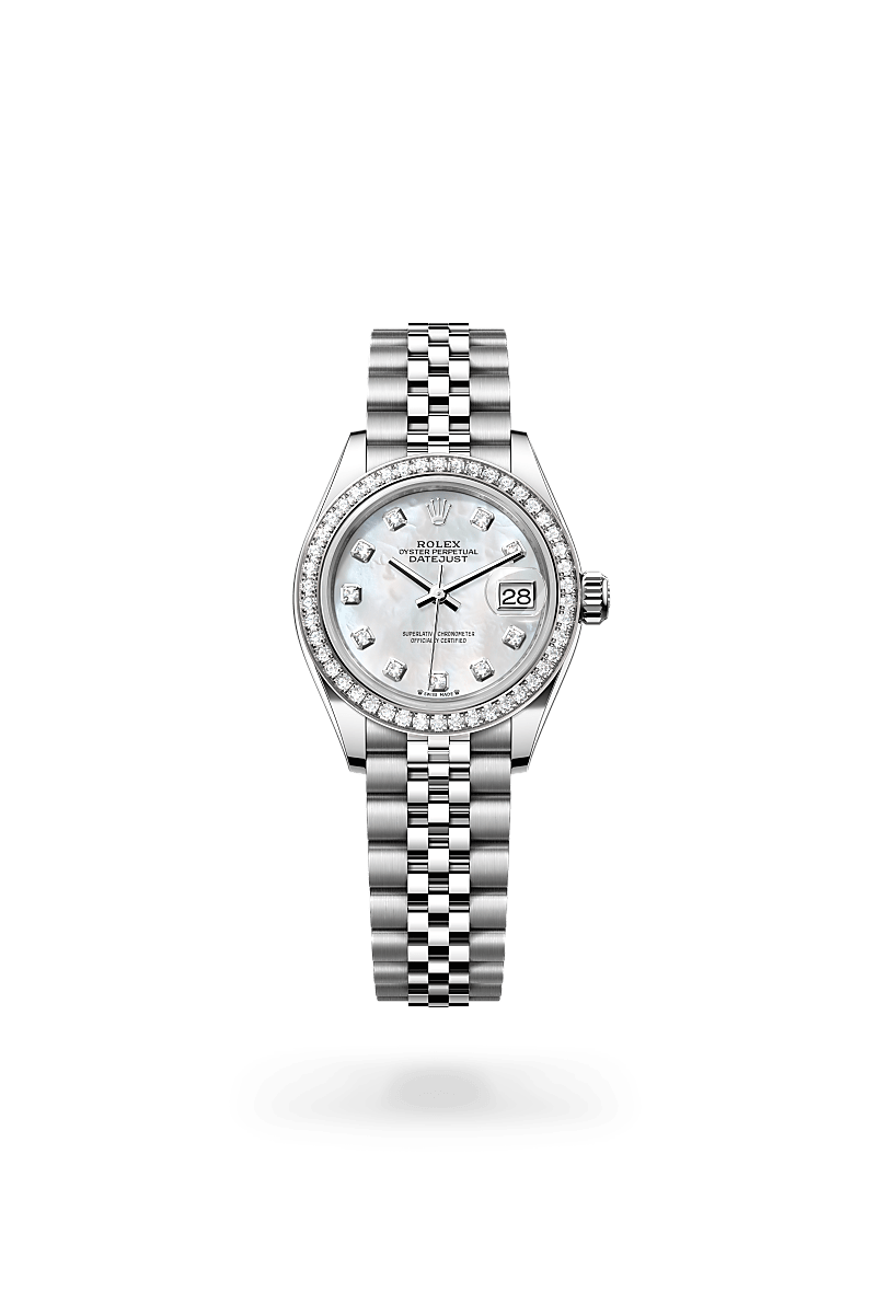 화이트 롤레조 – 오이스터스틸과 화이트 골드의 조합 소재의 롤렉스 LADY-DATEJUST 정면, M279384RBR-0011 - 명보사